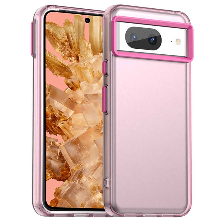 For Google Pixel 8 Case PC+TPU+PET Matte Anti-Drop Phone Back Cover - Red