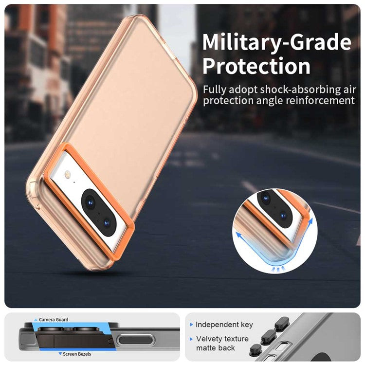 For Google Pixel 8 Case PC+TPU+PET Matte Anti-Drop Phone Back Cover - Orange