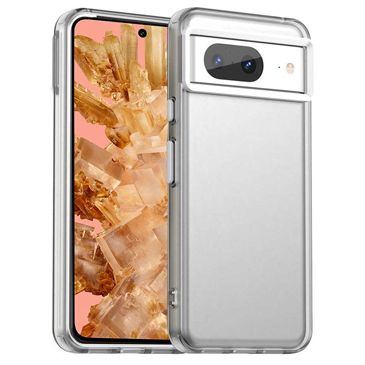 For Google Pixel 8 Case PC+TPU+PET Matte Anti-Drop Phone Back Cover - White
