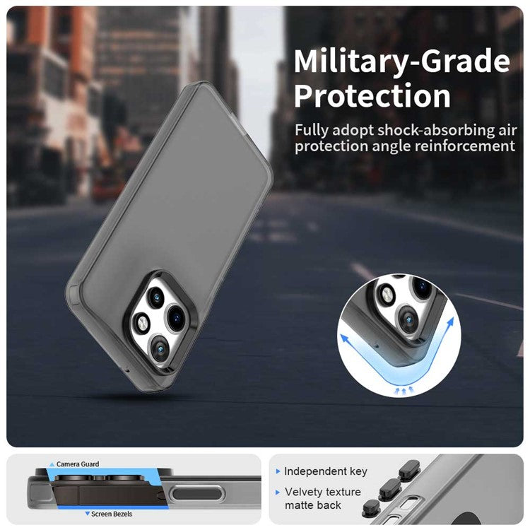 For Motorola Edge 50 Neo 5G / S50 5G Case PC+TPU+PET Matte Anti-Drop Phone Back Cover - Black