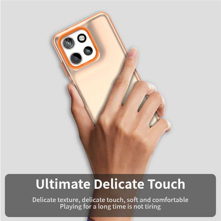 For Motorola Edge 50 Neo 5G / S50 5G Case PC+TPU+PET Matte Anti-Drop Phone Back Cover - Orange