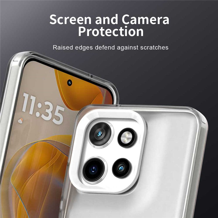 For Motorola Edge 50 Neo 5G / S50 5G Case PC+TPU+PET Matte Anti-Drop Phone Back Cover - White