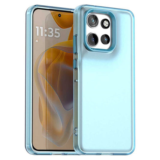 For Motorola Edge 50 Neo 5G / S50 5G Case PC+TPU+PET Matte Anti-Drop Phone Back Cover - Blue