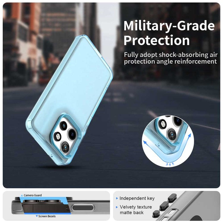 For Motorola Edge 50 Neo 5G / S50 5G Case PC+TPU+PET Matte Anti-Drop Phone Back Cover - Blue