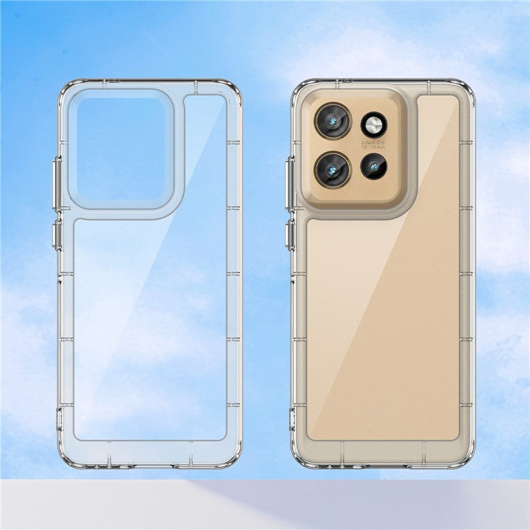 WANLONFENG MF Series for Motorola Edge 50 Neo 5G Case TPU+Acrylic Clear Phone Cover with Tempered Glass Film