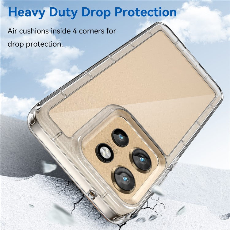 WANLONFENG MF Series for Motorola Edge 50 Neo 5G Case TPU+Acrylic Clear Phone Cover with Tempered Glass Film