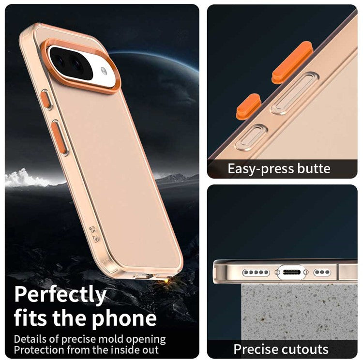 For Google Pixel 9 / 9 Pro Case PC+TPU+PET Matte Anti-Drop Phone Back Cover - Orange