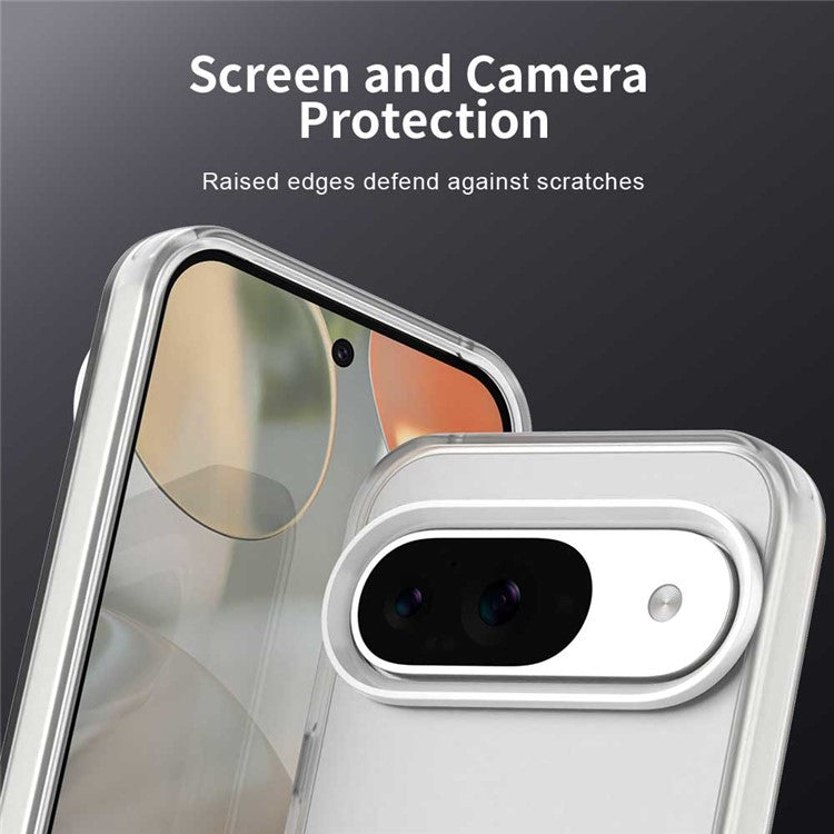 For Google Pixel 9 / 9 Pro Case PC+TPU+PET Matte Anti-Drop Phone Back Cover - White