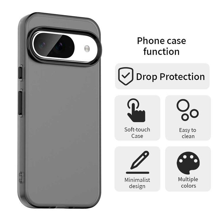 For Google Pixel 9 / 9 Pro Case PC+TPU+PET Matte Anti-Drop Phone Back Cover - Black