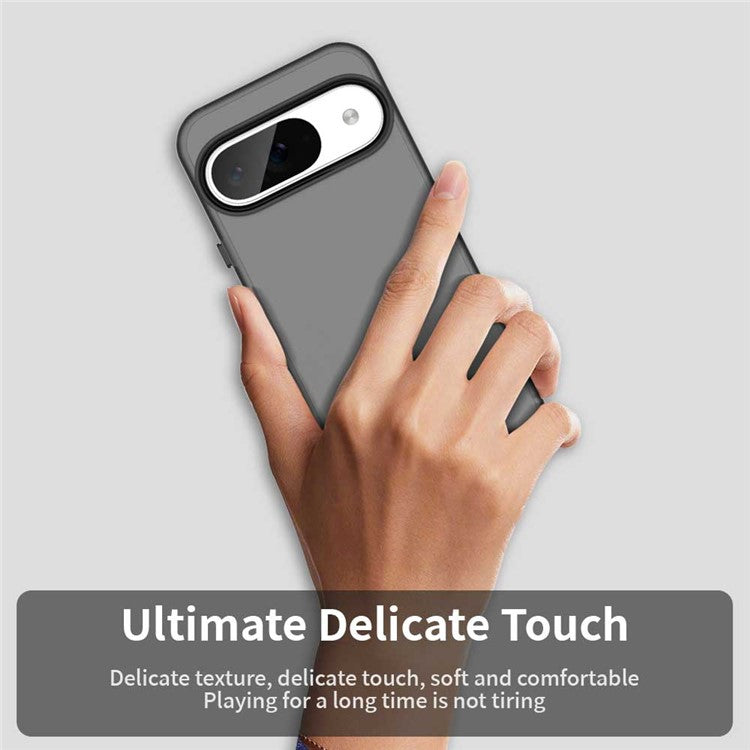 For Google Pixel 9 / 9 Pro Case PC+TPU+PET Matte Anti-Drop Phone Back Cover - Black