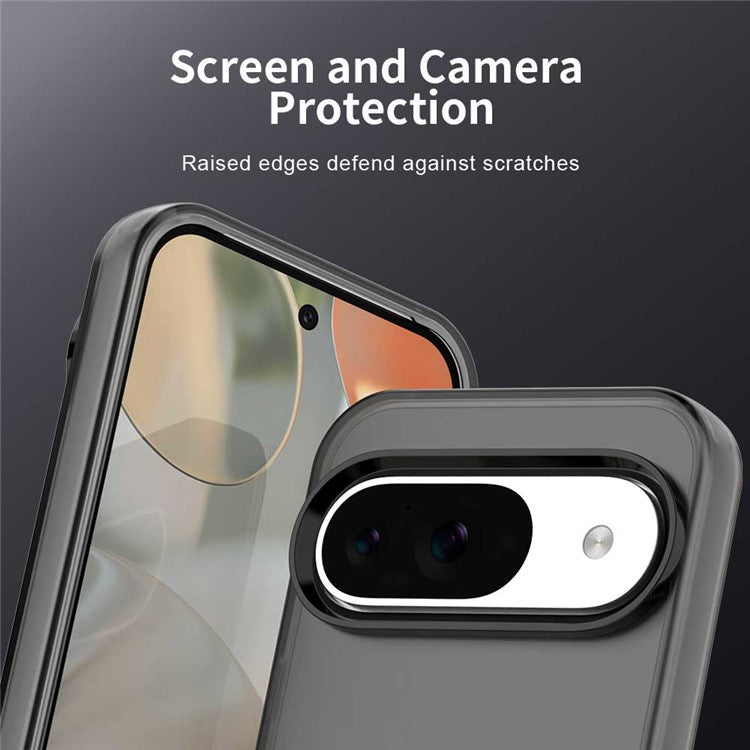For Google Pixel 9 / 9 Pro Case PC+TPU+PET Matte Anti-Drop Phone Back Cover - Black