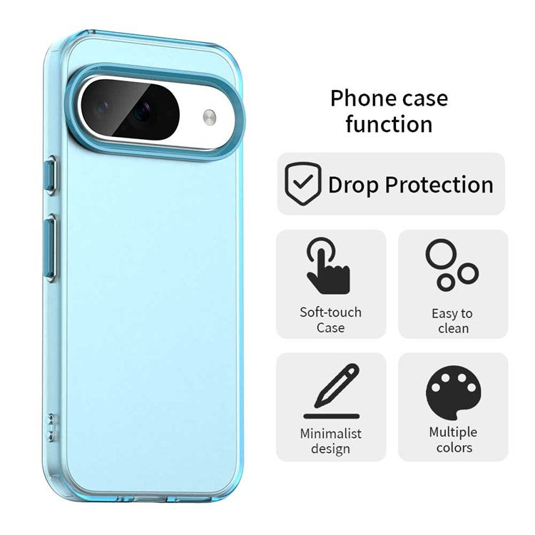 For Google Pixel 9 / 9 Pro Case PC+TPU+PET Matte Anti-Drop Phone Back Cover - Blue
