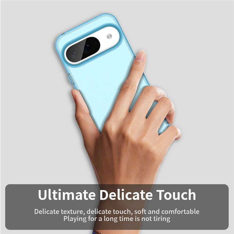 For Google Pixel 9 / 9 Pro Case PC+TPU+PET Matte Anti-Drop Phone Back Cover - Blue