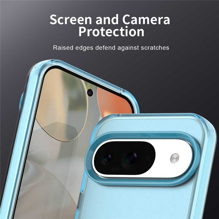 For Google Pixel 9 / 9 Pro Case PC+TPU+PET Matte Anti-Drop Phone Back Cover - Blue
