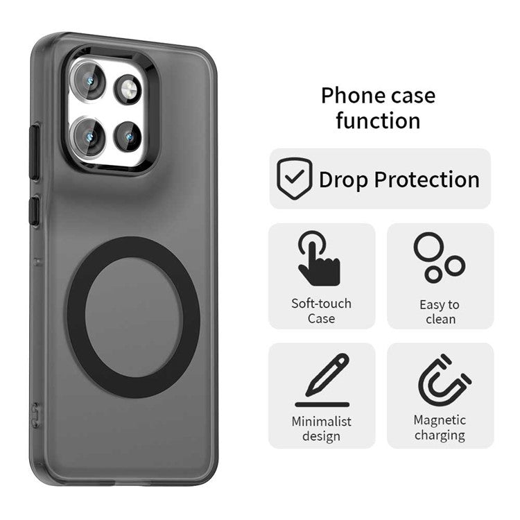 Phone Case For Motorola Thinkphone 25 5G  /  Moto S50 5G  /  Edge 50 Neo 5G Compatible with MagSafe PC+TPU+PET Anti-Drop Cover - Black