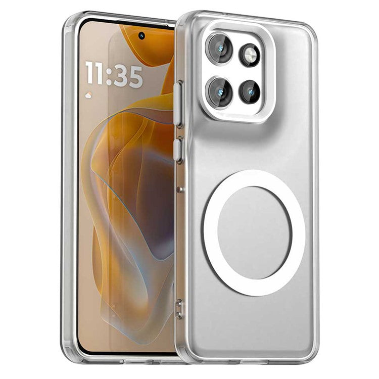 Phone Case For Motorola ThinkPhone 25 5G  /  Moto S50 5G  /  Edge 50 Neo 5G Compatible with MagSafe PC+TPU+PET Anti-Drop Cover - White