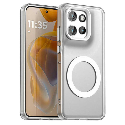 Phone Case For Motorola ThinkPhone 25 5G  /  Moto S50 5G  /  Edge 50 Neo 5G Compatible with MagSafe PC+TPU+PET Anti-Drop Cover - White