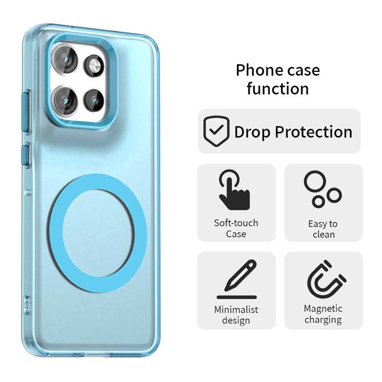 Phone Case For Motorola ThinkPhone 25 5G  /  Moto S50 5G  /  Edge 50 Neo 5G Compatible with MagSafe PC+TPU+PET Anti-Drop Cover - Blue