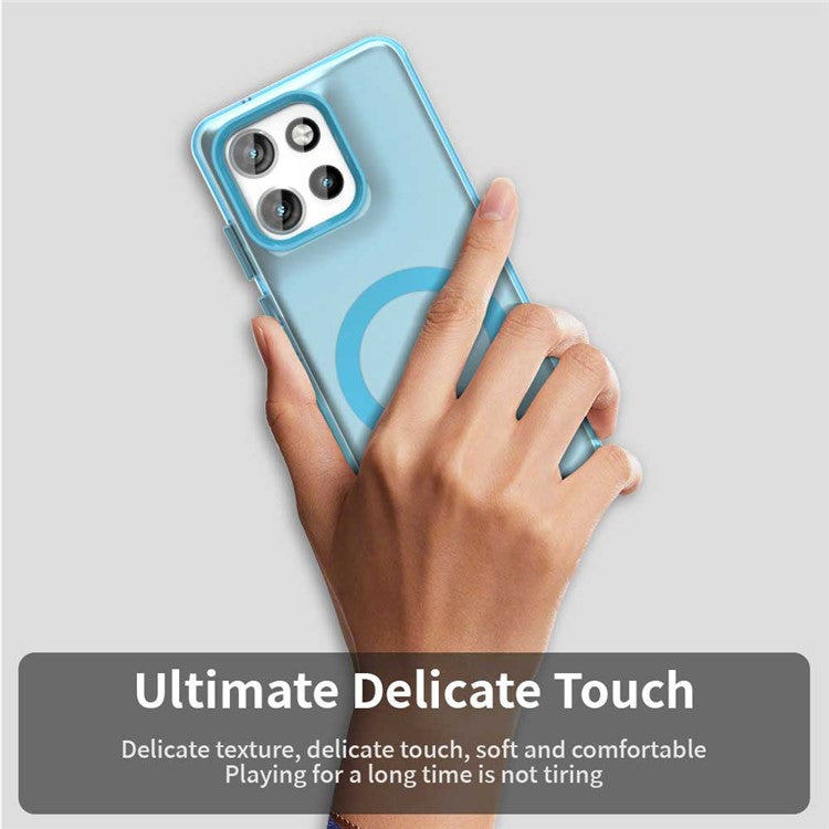 Phone Case For Motorola ThinkPhone 25 5G  /  Moto S50 5G  /  Edge 50 Neo 5G Compatible with MagSafe PC+TPU+PET Anti-Drop Cover - Blue