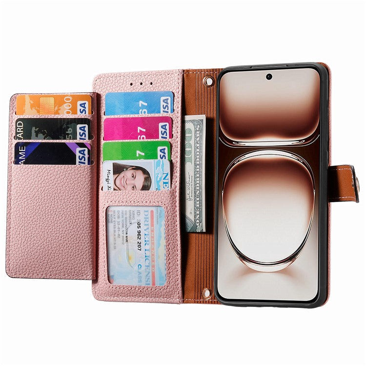 RFID Blocking Case For Oppo A3x 4G / A40 4G / A60 5G Zipper Pocket Leather Wallet Phone Cover - Pink