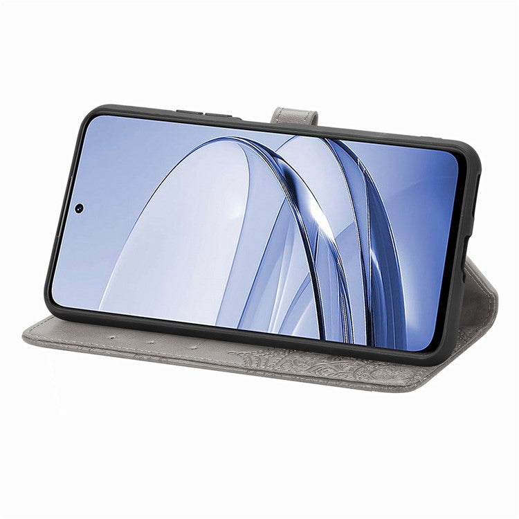 Wallet Case For Motorola ThinkPhone 25 5G / Moto S50 5G / Edge 50 Neo 5G Mandala Flower Leather Phone Cover Stand View - Grey