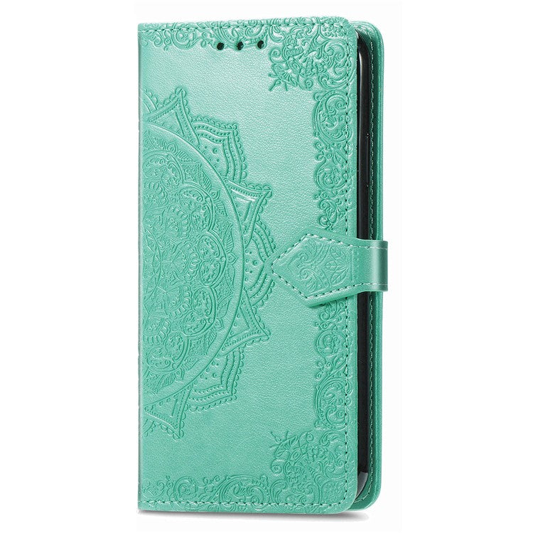 Wallet Case For Motorola ThinkPhone 25 5G / Moto S50 5G / Edge 50 Neo 5G Mandala Flower Leather Phone Cover Stand View - Green