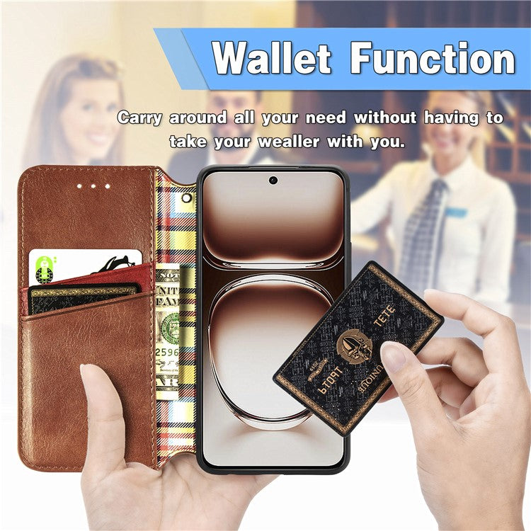 Case For Motorola ThinkPhone 25 5G / Moto S50 5G / Edge 50 Neo 5G Rhombus Imprint PU Leather Wallet Phone Cover - Brown