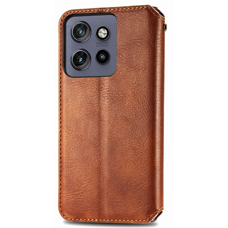Case For Motorola ThinkPhone 25 5G / Moto S50 5G / Edge 50 Neo 5G Rhombus Imprint PU Leather Wallet Phone Cover - Brown