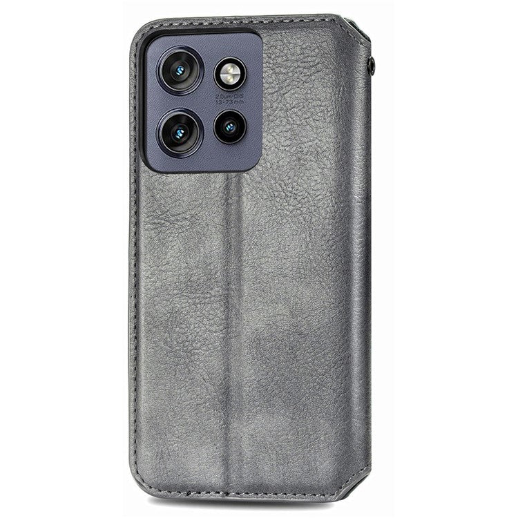 Case For Motorola ThinkPhone 25 5G / Moto S50 5G / Edge 50 Neo 5G Rhombus Imprint PU Leather Wallet Phone Cover - Grey
