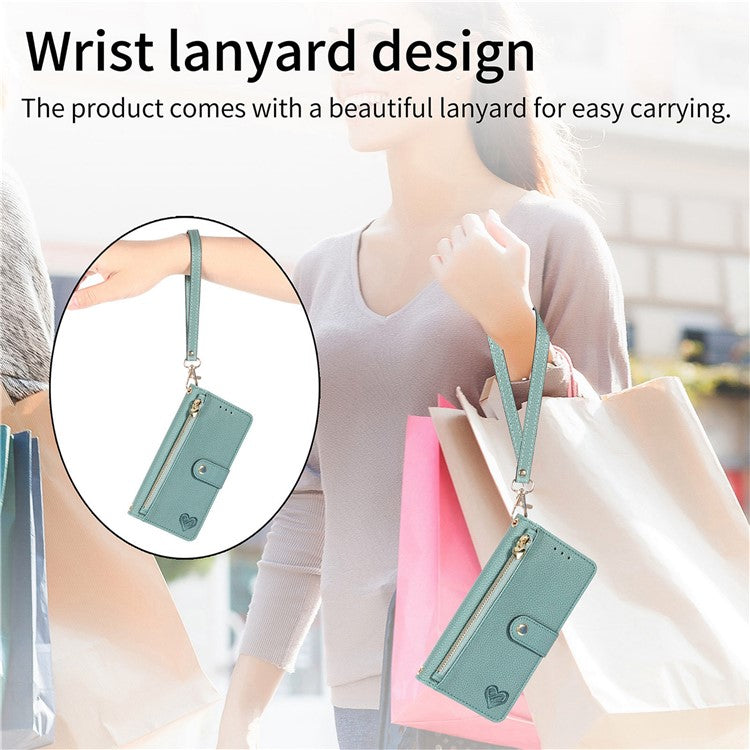 For Motorola Moto G75 5G Case RFID Blocking Zipper Pocket Leather Wallet Phone Cover - Green