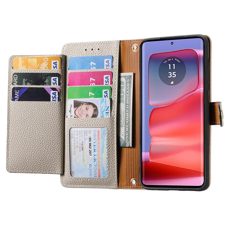 For Motorola Moto G75 5G Case RFID Blocking Zipper Pocket Leather Wallet Phone Cover - Grey