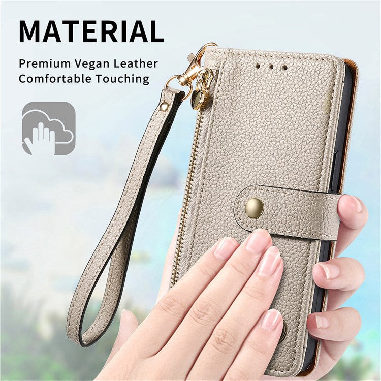 For Motorola Moto G75 5G Case RFID Blocking Zipper Pocket Leather Wallet Phone Cover - Grey