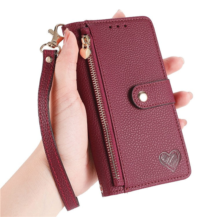 For Motorola Moto G75 5G Case RFID Blocking Zipper Pocket Leather Wallet Phone Cover - Red