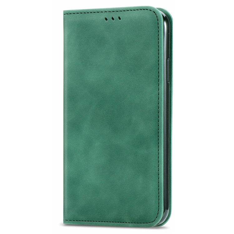 For Motorola Moto G75 5G Case Skin Touch Feeling Leather Card Holder Phone Cover Magnetic Absorption - Green