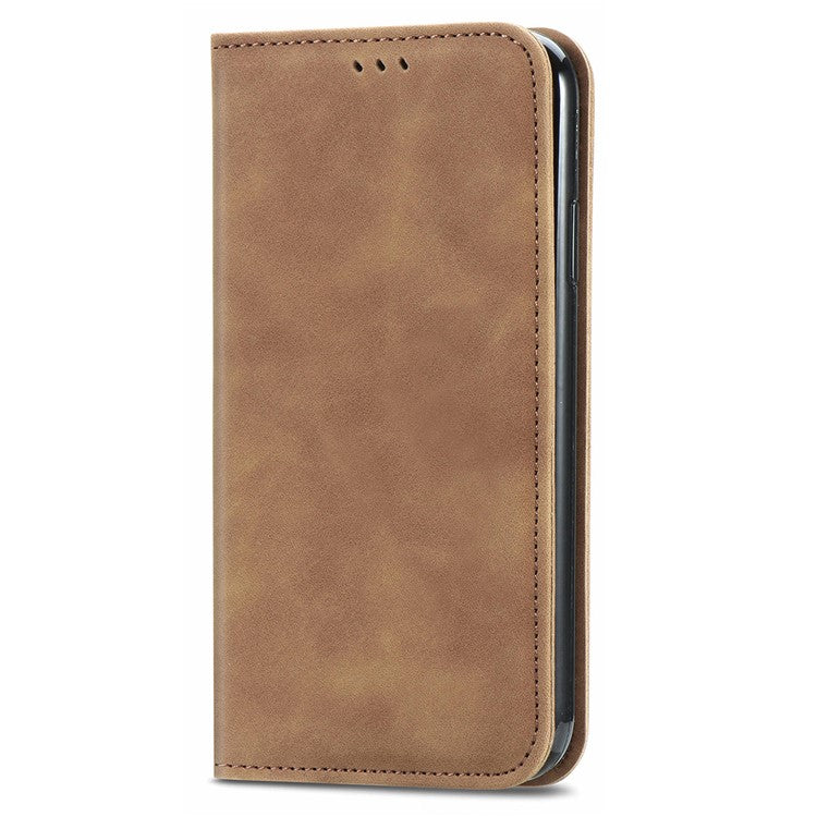 For Motorola Moto G75 5G Case Skin Touch Feeling Leather Card Holder Phone Cover Magnetic Absorption - Brown