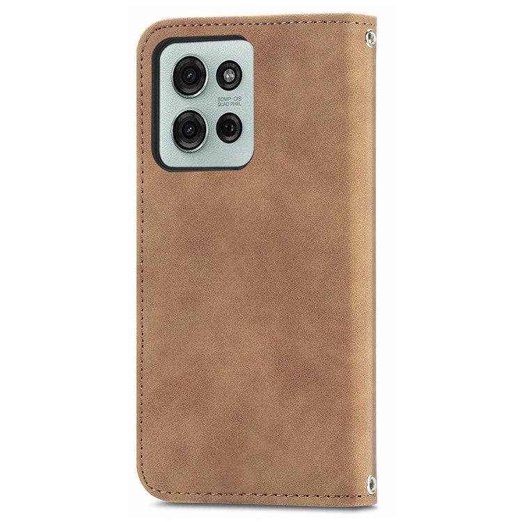For Motorola Moto G75 5G Case Skin Touch Feeling Leather Card Holder Phone Cover Magnetic Absorption - Brown