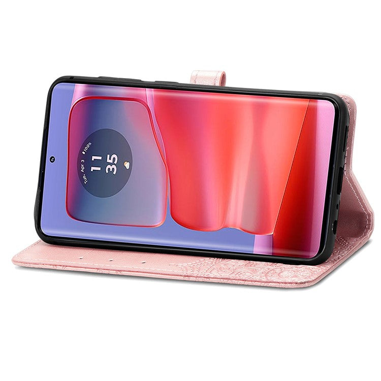 For Motorola Moto G75 5G Wallet Case Mandala Flower Leather Phone Cover Stand View - Rose Gold