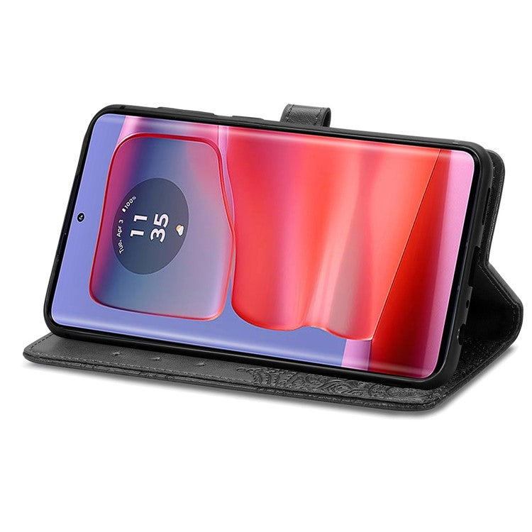 For Motorola Moto G75 5G Wallet Case Mandala Flower Leather Phone Cover Stand View - Black