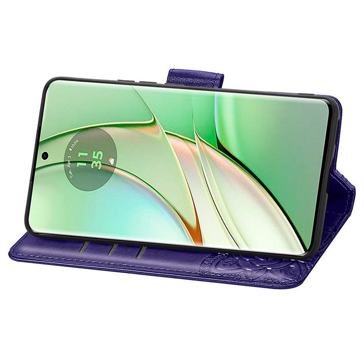 For Motorola Moto G75 5G Case PU Leather Wallet Phone Cover Butterfly Pattern - Dark Purple