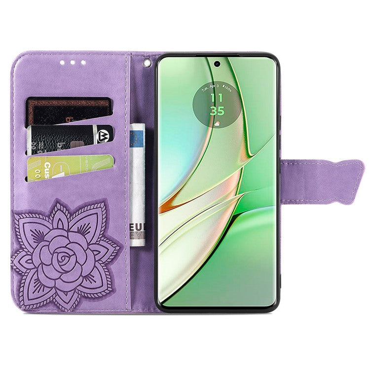 For Motorola Moto G75 5G Case PU Leather Wallet Phone Cover Butterfly Pattern - Light Purple