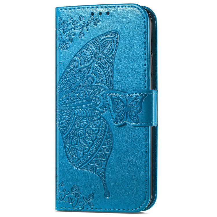 For Motorola Moto G75 5G Case PU Leather Wallet Phone Cover Butterfly Pattern - Blue
