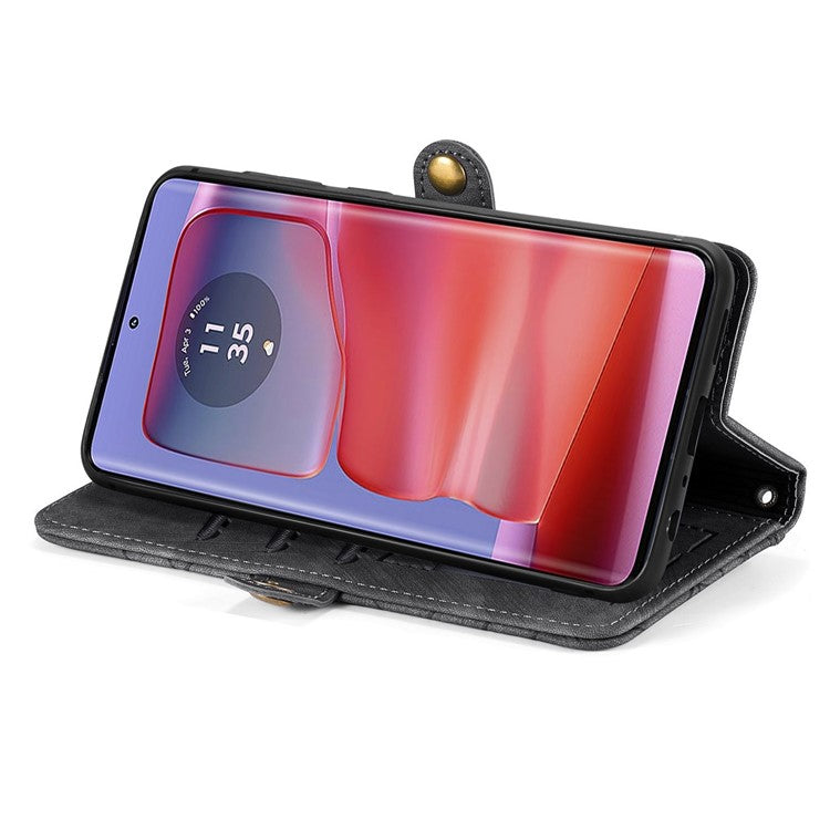 For Motorola Moto G75 5G Case Zipper Wallet Geometry Lines Leather Phone Cover - Black