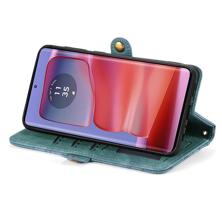 For Motorola Moto G75 5G Case Zipper Wallet Geometry Lines Leather Phone Cover - Green