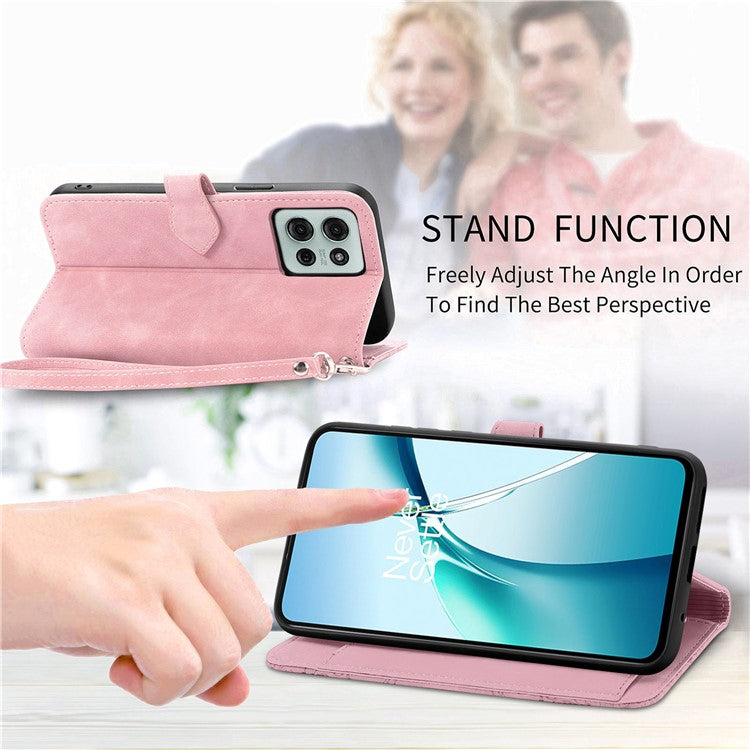 For Motorola Moto G75 5G Case Zipper Wallet PU Leather Flower Imprint Phone Cover - Pink