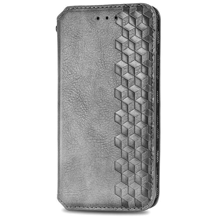 For Motorola Moto G75 5G Case Rhombus Imprint PU Leather Wallet Phone Cover - Grey