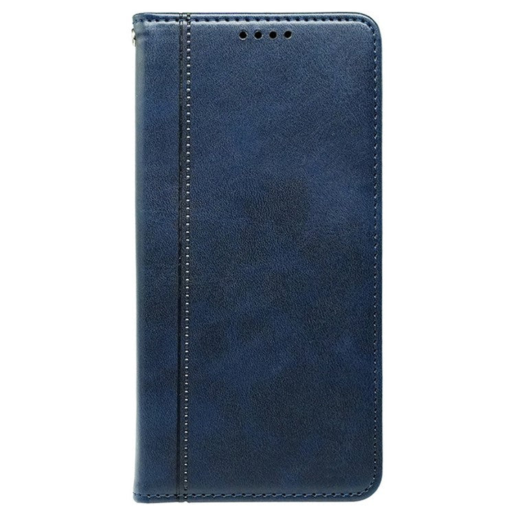 For Samsung Galaxy A36 5G Case Hidden Magnetic Closure Calf Texture Leather Phone Cover - Blue