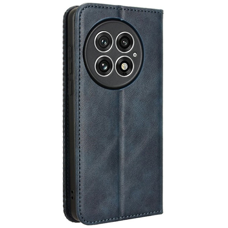 For OnePlus 13 Leather Case Wallet Stand Retro Texture Phone Cover - Blue