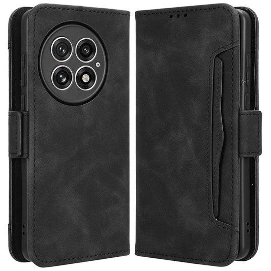 For OnePlus 13 Leather Case Phone Wallet Cover with Multiple Card Slots - Black
