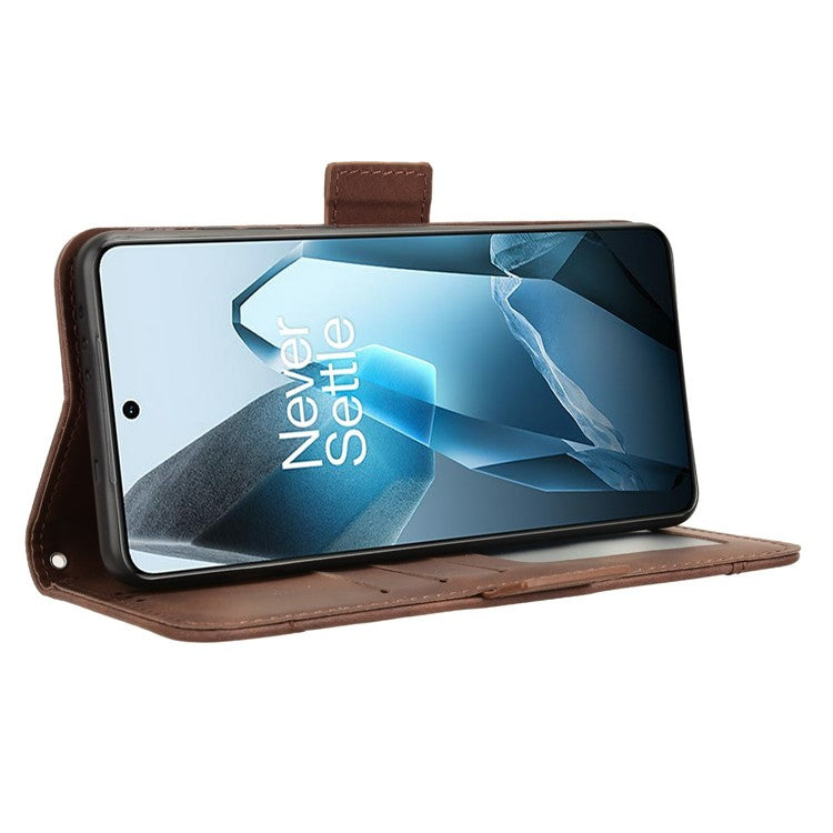 For OnePlus 13 Leather Case Phone Wallet Cover with Multiple Card Slots - Brown