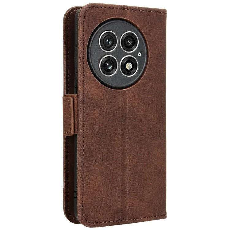 For OnePlus 13 Leather Case Phone Wallet Cover with Multiple Card Slots - Brown